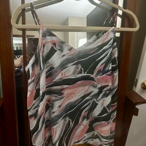 Elegant Pink and Black Abstract Dress